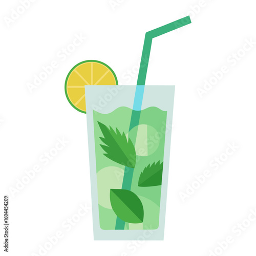 Mojito with Mint  AI format, perfect for party, bar, and drink-themed designs. 