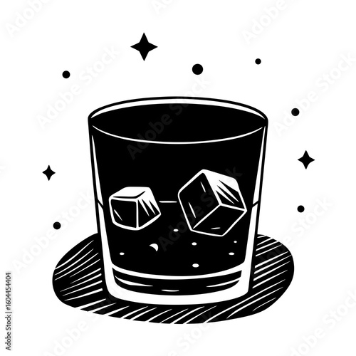 Whiskey on the Rocks  AI format, perfect for party, bar, and drink-themed designs. 