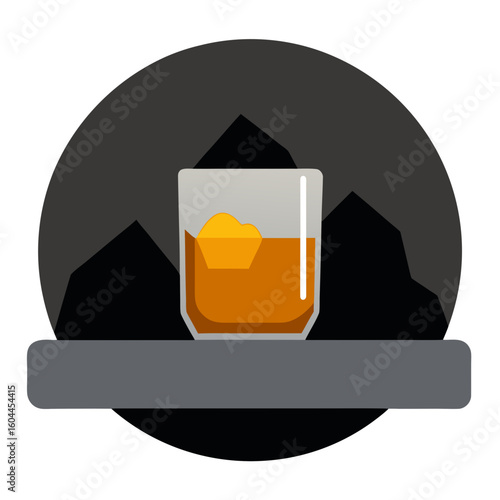 Whiskey on the Rocks  AI format, perfect for party, bar, and drink-themed designs. 