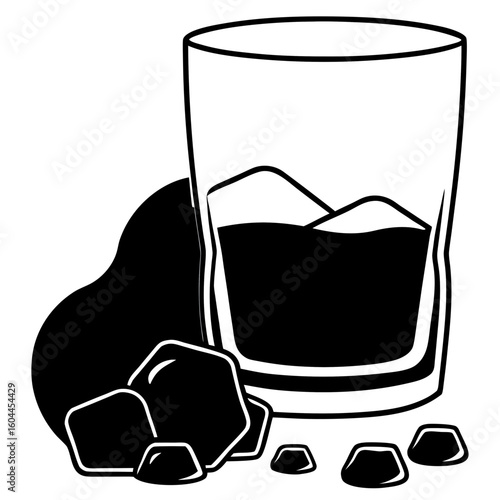 Whiskey on the Rocks  AI format, perfect for party, bar, and drink-themed designs. 