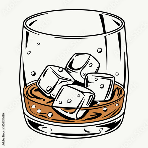 Whiskey on the Rocks  AI format, perfect for party, bar, and drink-themed designs. 