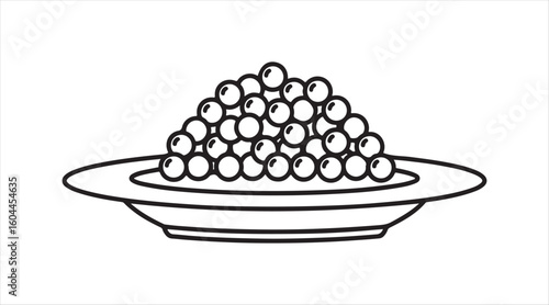 plate, caviar icon vector. Slim line sign. Isolated outline symbol illustration on a white background

