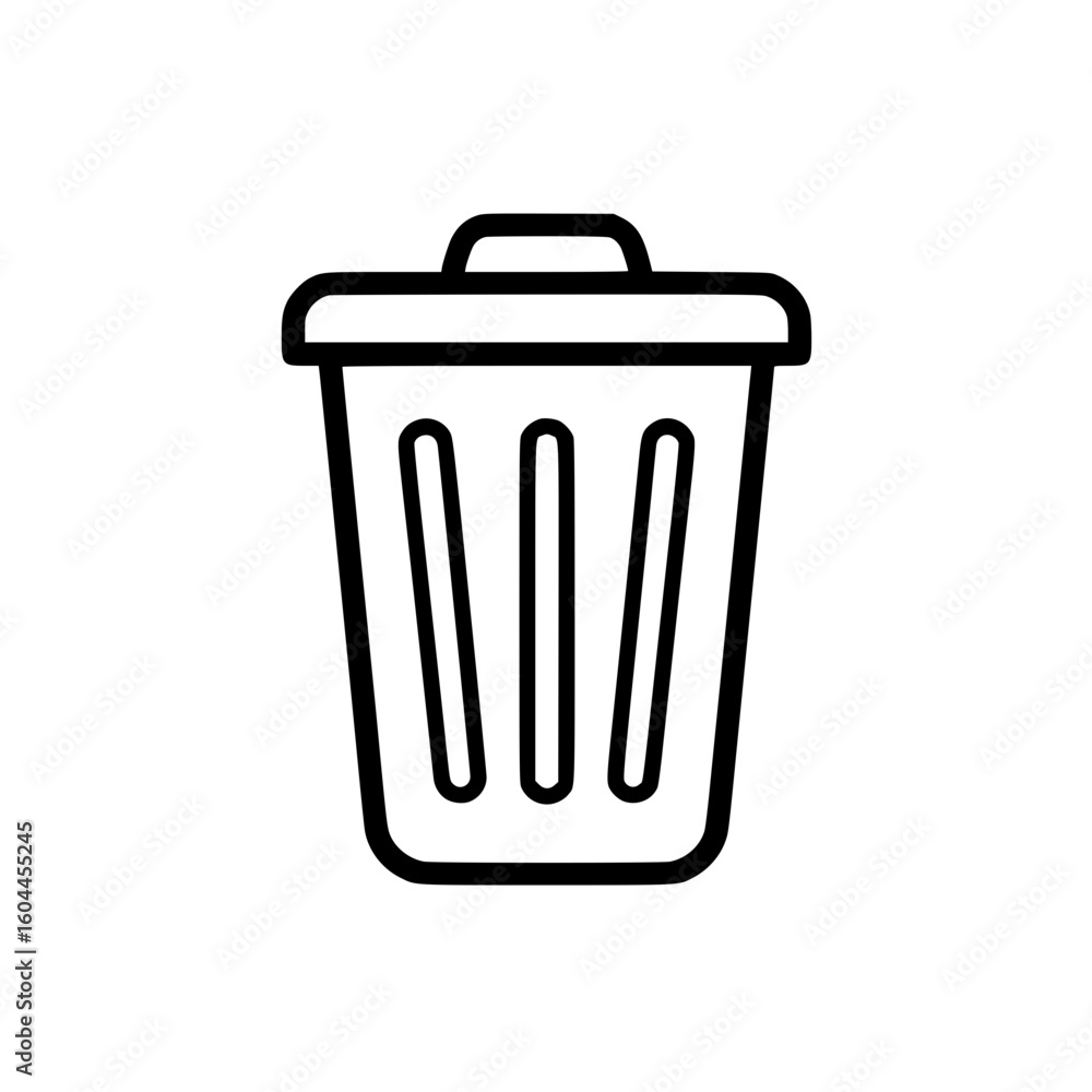 Trash bin outline icon in simple black design Trash bin outline icon in simple black design