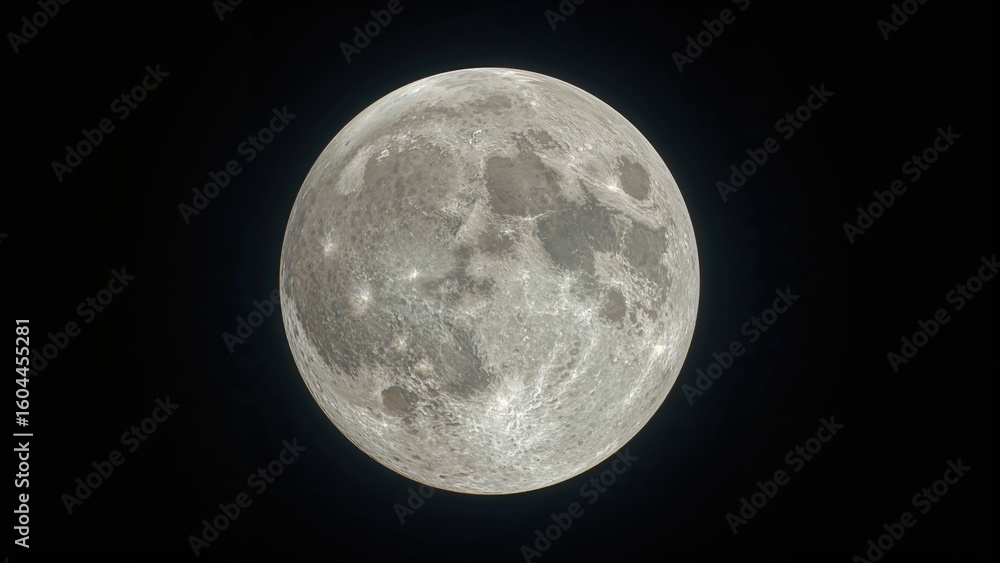 Obraz premium Moon's Surface Captured in Full Detail Through Telescope with Natural Light and Space Background