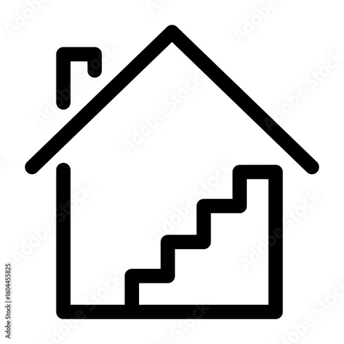 Stairs inside home line icon – editable stroke symbol for interior design, multilevel house layout, and architectural access.