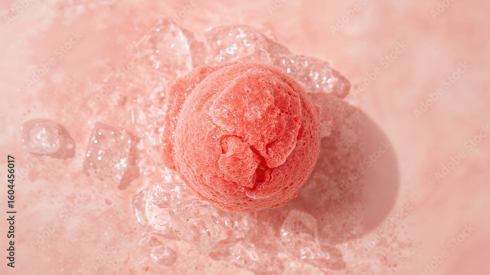 Fototapeta premium Top view of refreshing watermelon sorbet against a vibrant backdrop