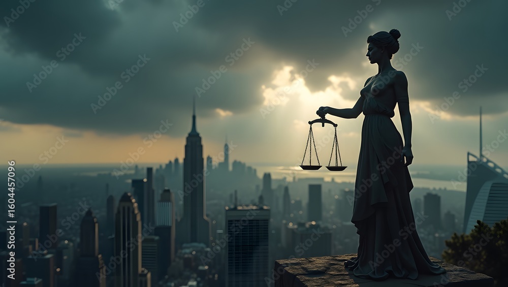 Fototapeta premium woman in the storm , holding scale 