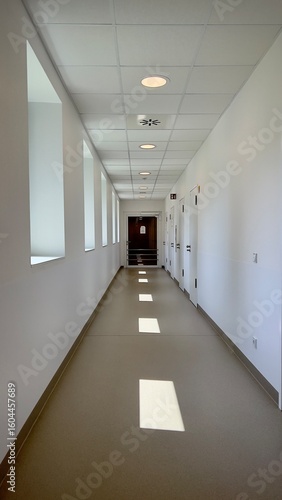 following the lights down the corridor towards the operating rooms, ibbenbueren, germany, nrw