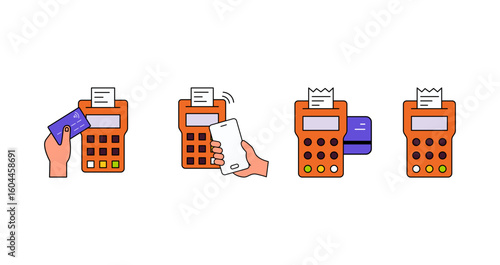 Card Payment Terminal Vector – Tap to Pay, Smart POS, Digital Wallet, EMV Terminal, Credit Card Machine