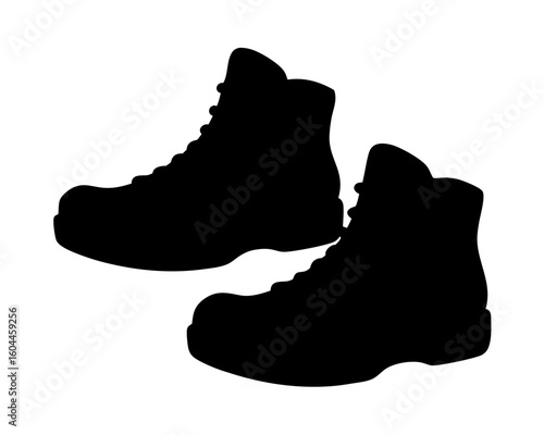 Silhouette of Two HighTop Boots, Depicting Fashionable and Sturdy Footwear