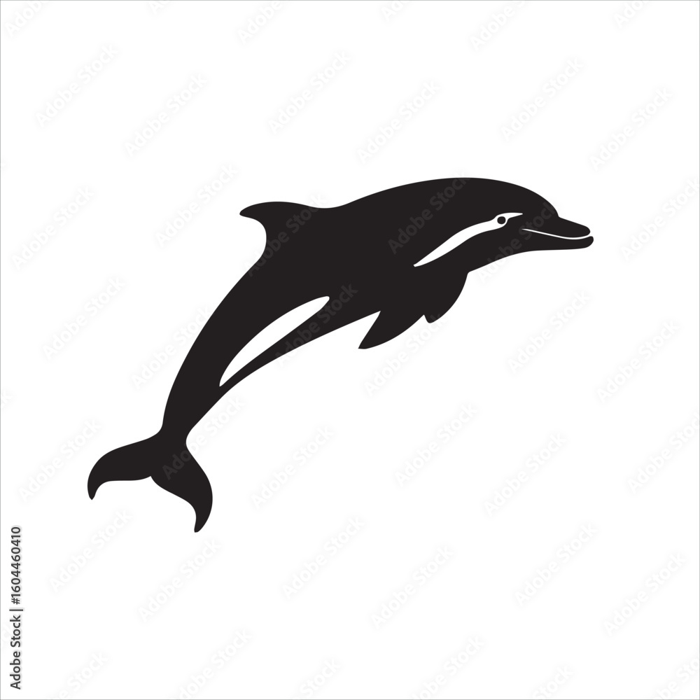 Fototapeta premium Silhouette of a leaping dolphin against a white background