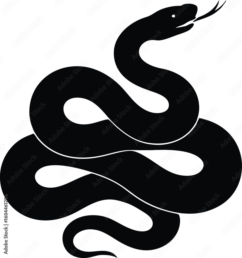 Naklejka premium Silhouette Coiled Black Snake