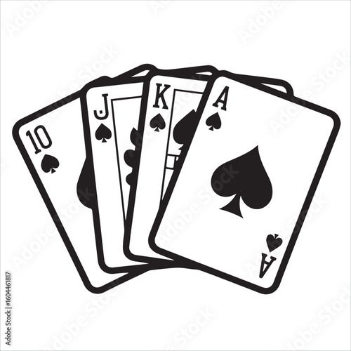 Royal flush of spades playing cards hand