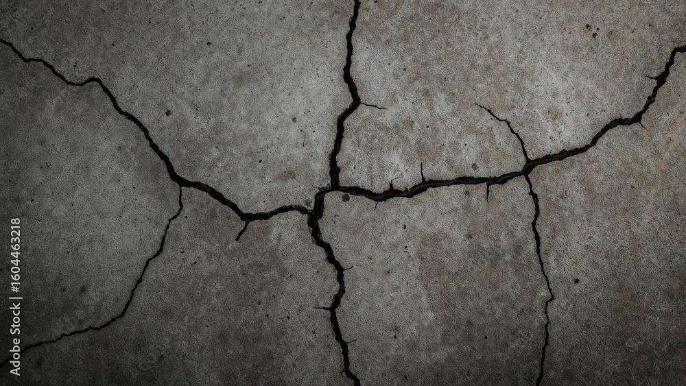 Obraz premium Texture of cracked cement caused by human interference, shown in close detail.