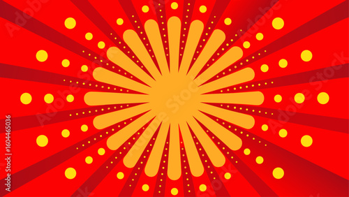 bright red halftone dots expanding center