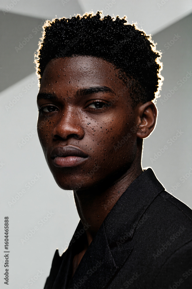 Obraz premium Expressive portrait of a young man in studio light