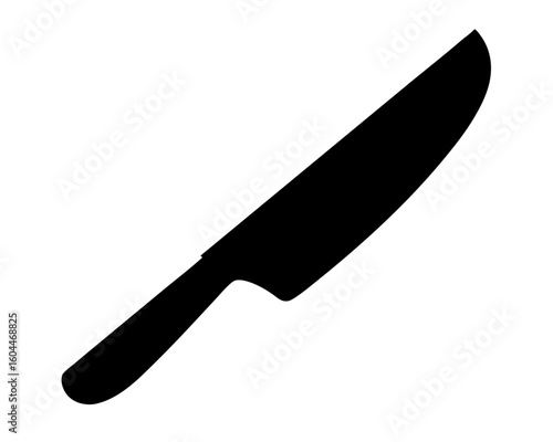 Black silhouette of a kitchen knife with ergonomic handle design