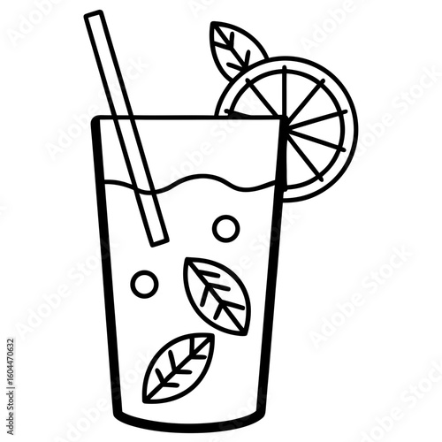 Mojito with Mint  AI format, perfect for party, bar, and drink-themed designs. 