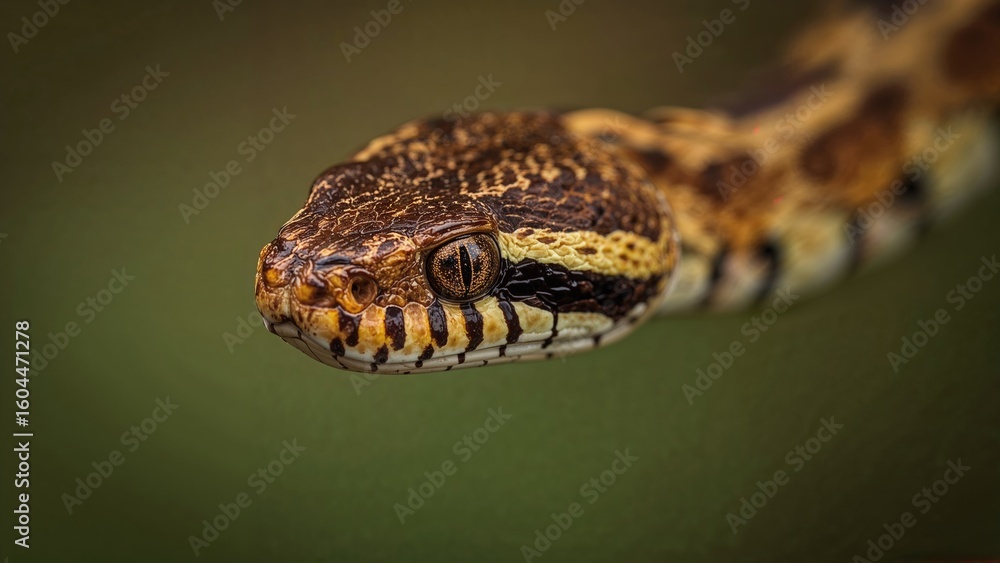 Fototapeta premium Zoomed-in photo of a snake with stripes