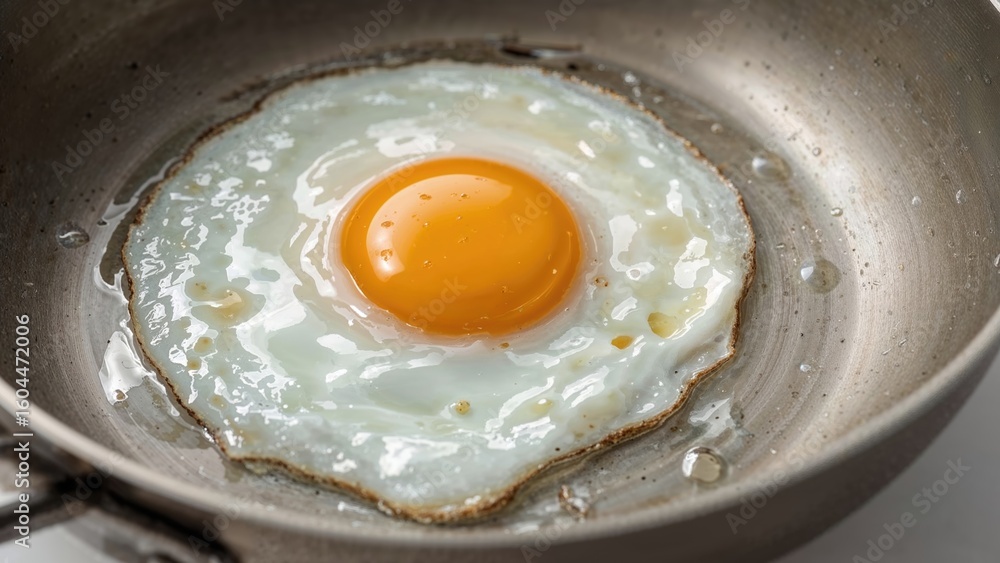 Detailed view of a cooked egg sunny side up Detailed view of a cooked egg sunny side up
