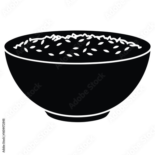 Nutritionist element isolated rice bowl on white background