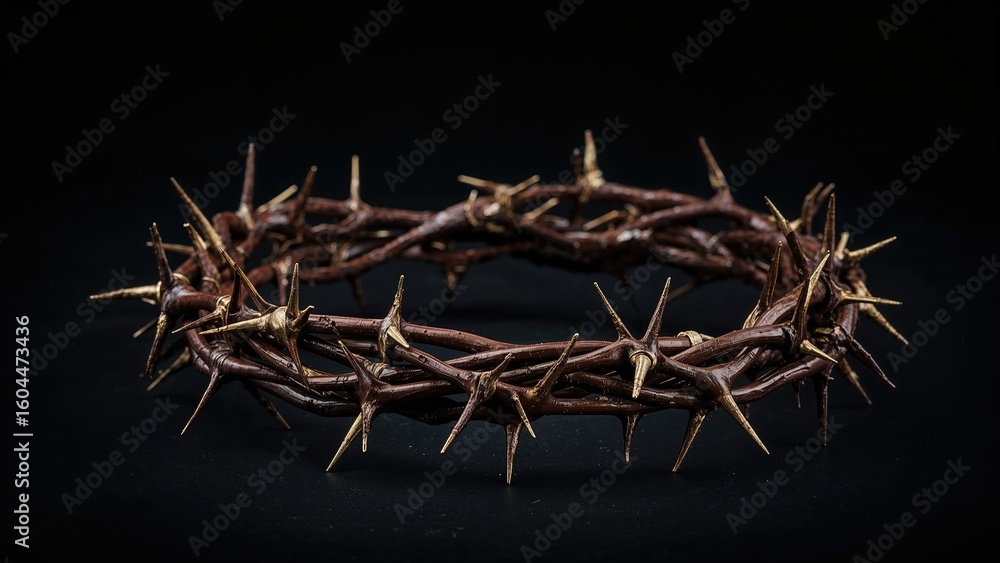 Fototapeta premium Close perspective on an artistic depiction of the thorn crown linked to Jesus Christ