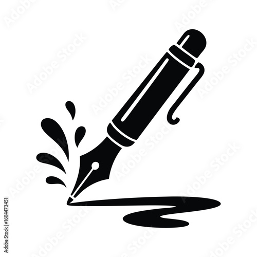 Artistic Fountain Pen Elegant Writing Tools Black Silhouette