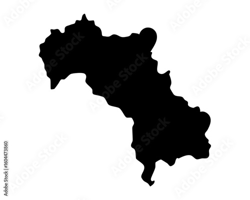 Detailed black silhouette of the geographical shape of Laos country