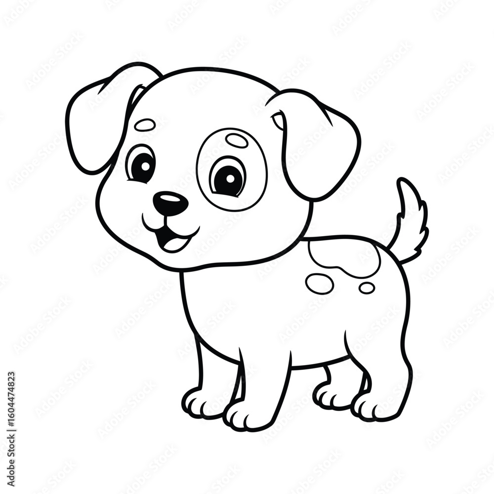 Fototapeta premium Adorable cartoon puppy coloring page cute dog illustration black and white drawing printable pet image