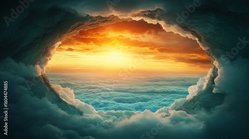 Wallpaper Mural Sunset view from a cloud opening overlooking a vibrant sky and horizon Torontodigital.ca