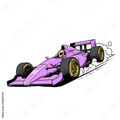 High speed F1 print. Stay sharp, race sharper. Drive like a pro. Racing thrill design. Race day favorite tee artwork. Sport Racing Car Illustration. Formula One Vehicle for Apparel Print