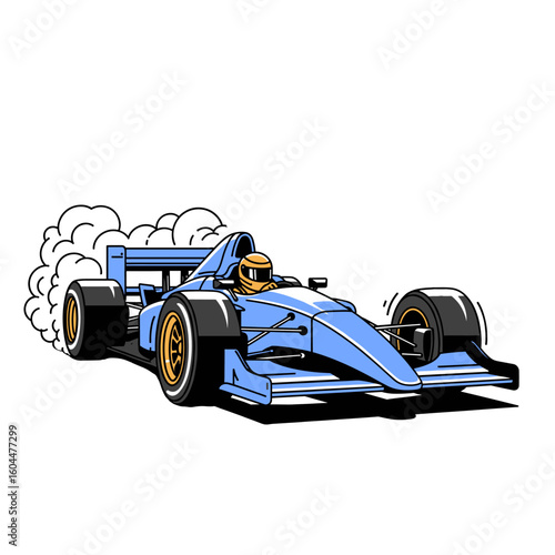 Racecar fever print. Smooth turner club artwork. Lap by lap life. Ready, set, go! Formula racing mood for t-shirt. Formula One Driver Car Vector. Fast Car Illustration for T-Shirt Design