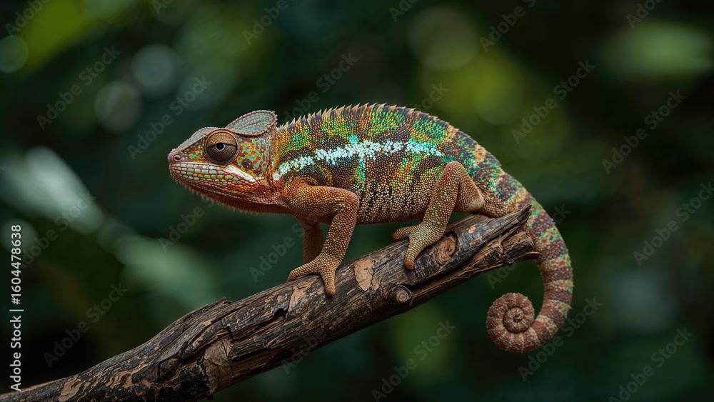 Fototapeta premium Chameleon Wildlife in Dense Woodland