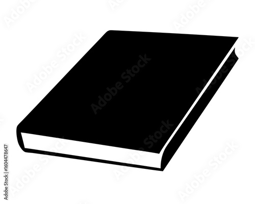 Simple black hardcover book illustration on a white background, isolated object