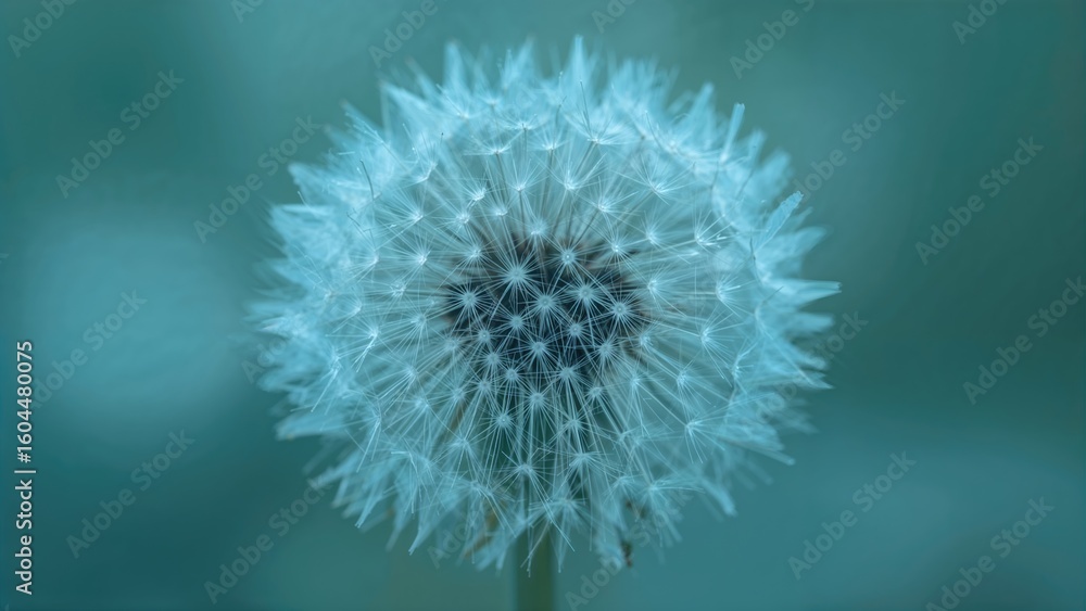 Fototapeta premium Close-up of a delicate blue dandelion with gentle soft focus and intricate natural textures