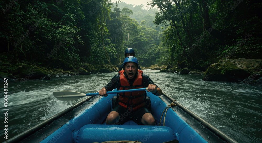 Fototapeta premium White water rafting in rapid water