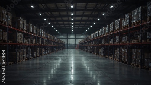 Wallpaper Mural Hazy setting showcasing an extensive up-to-date warehouse theme Torontodigital.ca