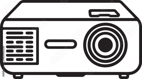 Minimal Silhouette Projector Logo For Tech Projects On White Background