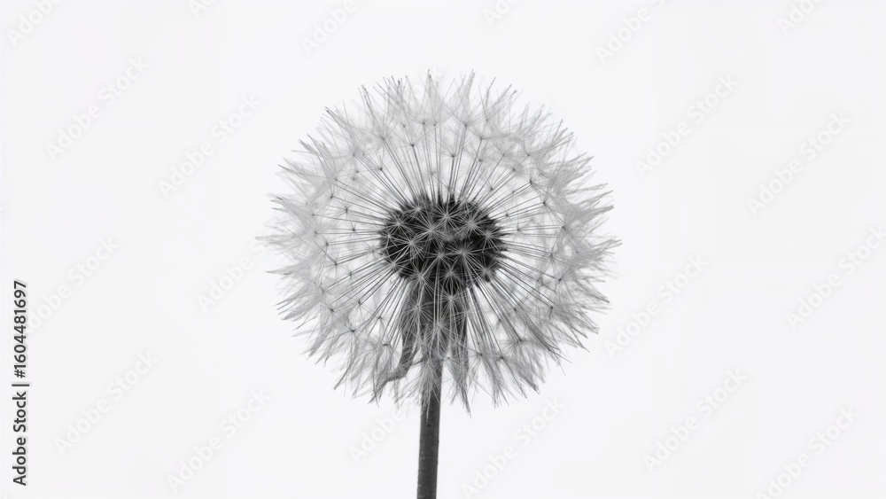 Fototapeta premium Close-up monochrome photos of dandelion seeds