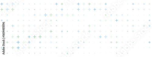 Abstract background with blue and green plus signs in medical style. Seamless pattern for healthcare, pharmacy or hospital themed projects. Neutral and modern look.