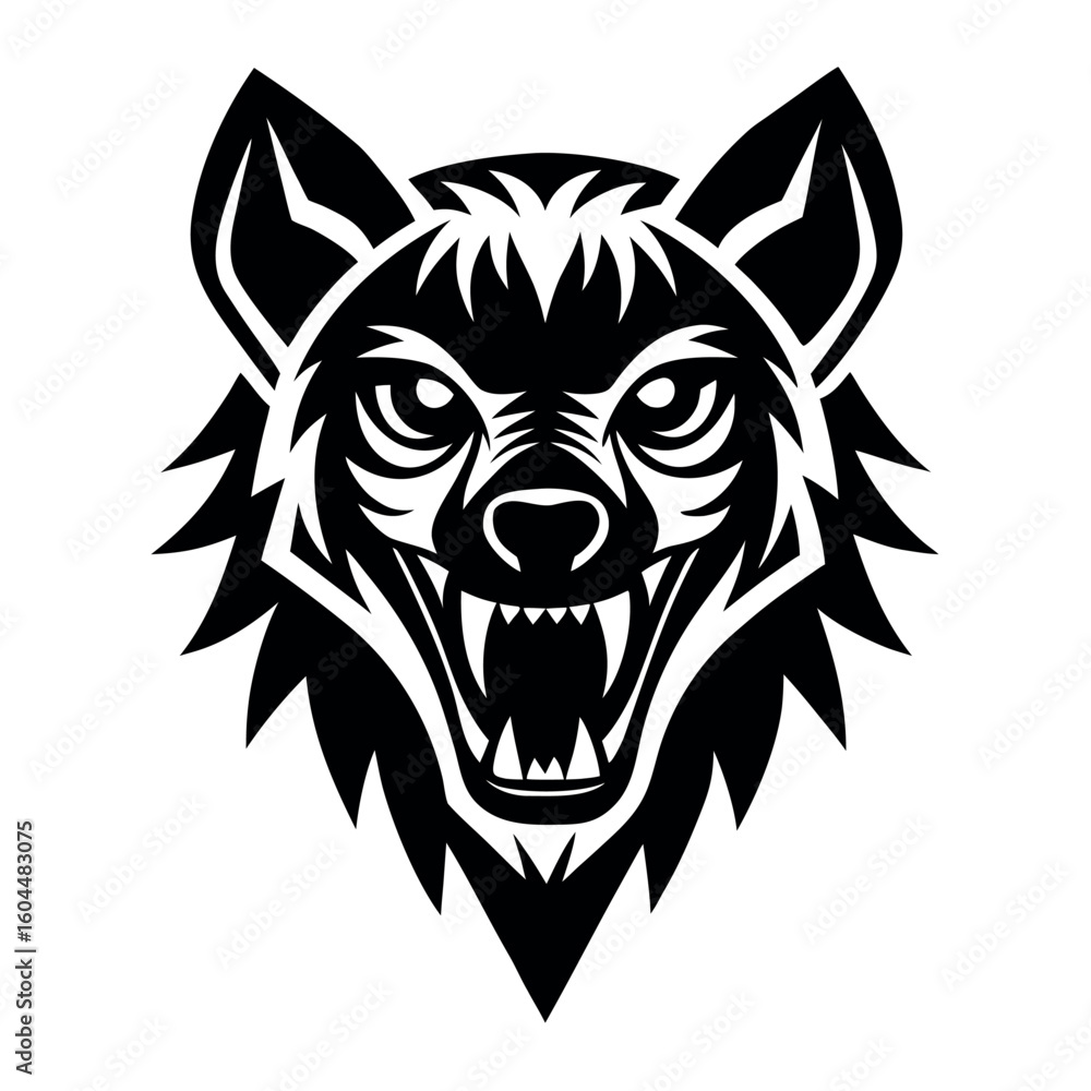 Obraz premium Minimalist Fierce hyena logo vector illustration. 