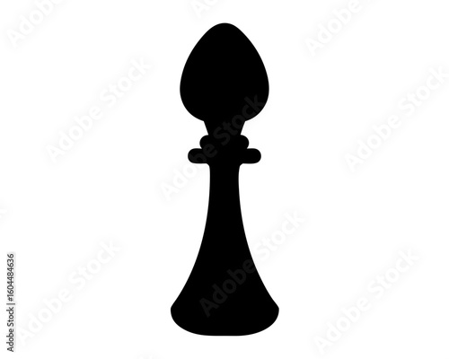Silhouette of a chess pawn on a white background, a strategic game piece
