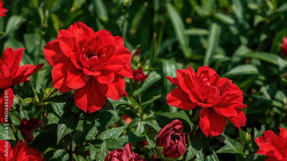Fototapeta premium The scarlet blossoms are stunning, representing peace, power, and affection.