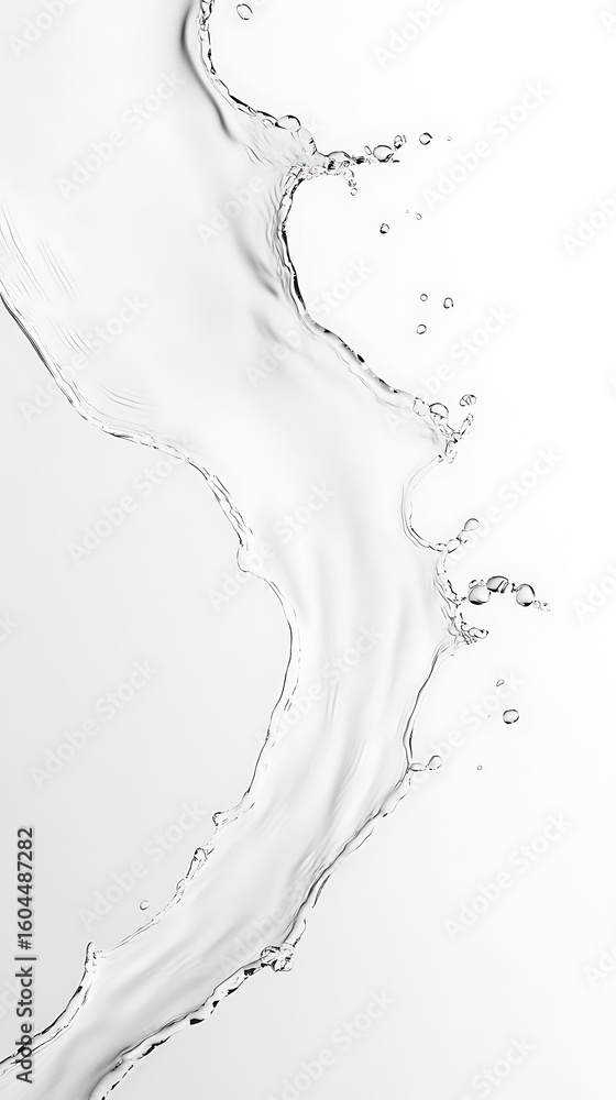 Obraz premium Water splash on white, dynamic and pure. Liquid motion frozen in time, evoking freshness and clarity. A clean, refreshing visual.