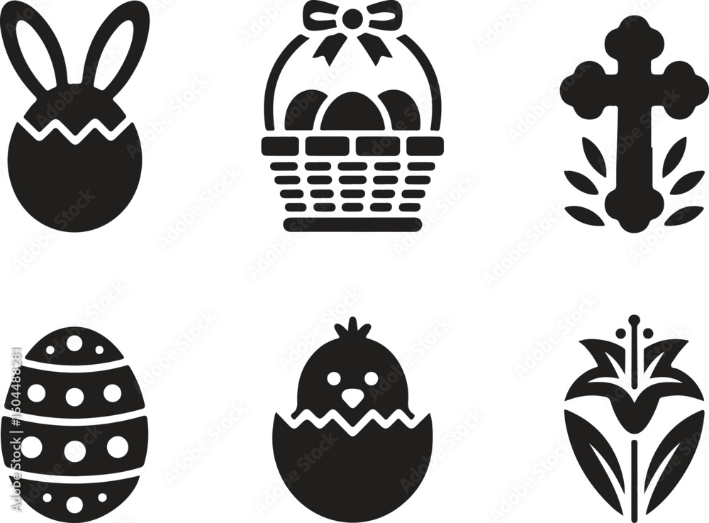 Fototapeta premium Spring Basket Clipart | Eggs, Ribbons & Lilies