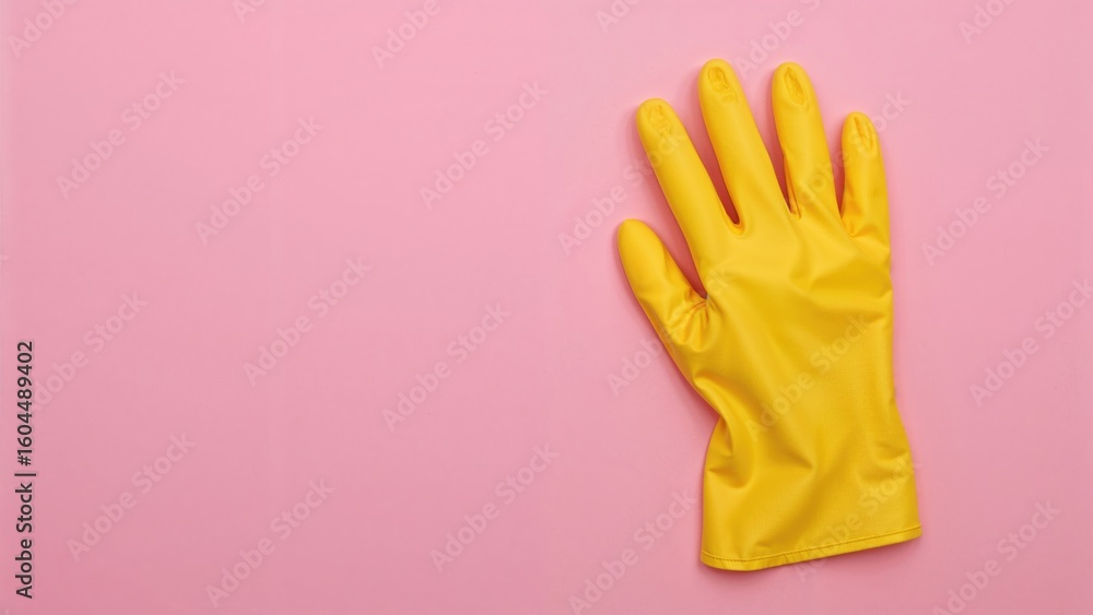 Obraz premium Multicolored latex gloves for housekeeping tasks on vibrant backdrop, representing cleaning duties.