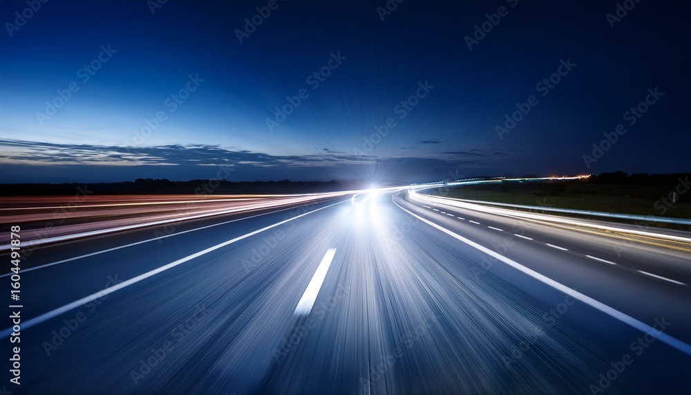 Obraz premium headlights on blurred highway at night