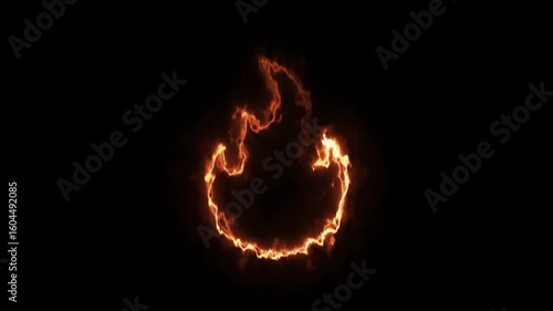 fire animation. Fire in fireplace. Burning fire. Blaze fire flame on black, overlay design. Fire Emoji with Alpha Channel. orange fire flames frame. Animation video.