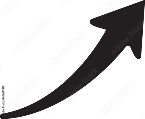 Black curved arrow pointing upwards and to the right