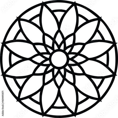 Intricate Circular Floral Pattern Silhouette mandala